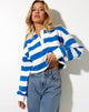 Image de Sarin Polo Top in Stripe Ivory and Blue