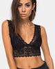 Image de Sejie Bralet Crop en dentelle Noir
