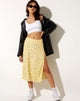 Image de la jupe midi Seko, fleur sauvage Lemon Drop