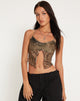 image de Shaman Halterneck Butterfly Top in Cheetah Brown