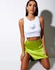 Image de la mini-jupe Shenka en satin vert lime