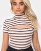 Image of Shidi Cutout Bodice in Rib Stripe Cream Black and Tan