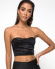 Image de Shisui Bralet en satin noir avec dentelle