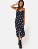 Image de Sini Slip Midi Dress in Rose Flock Black Mesh