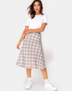 Image de Tauri Midi Skirt in Grunge Check Taupe