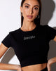 Image de Tiney Crop Tee en noir Scorpio Diamante
