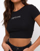 Image de Tiney Crop Top Tee in Black Capricorn Diamante by Motel