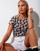Image de Tiney Crop Tee in Daisy Love Black