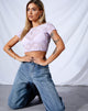 Image de Tiney Crop Tee en Lilas Mesh Daisy White Flock