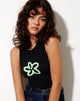 Image de Vasque Vest Top in Lycra Black Spray Flower Green