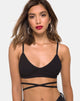 Image de la bralette enveloppante en côtes noir
