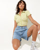Image de Wuma Cropped Shirt in Green Geo Retro