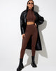 Image de Legging Xario en acajou profond avec couture marron clair
