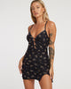 IMAGE DE La mini robe Yakinta en Femme Floral noir et or
