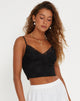 image de Yecaca Crop Top in Lace Black
