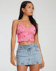 image de Yecaca Crop Top in Pink Ditsy Daisy Embro