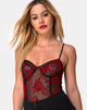 Image de Yecal Bodice in Romantic Red Rose Flock