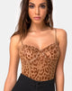 Image de Yecal Bodice Sheer in Animal Flock Tan Brown