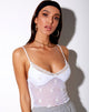 Image of Yenika Crop Top in White Daisy Embro with White Lace