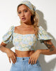 Image de Yuja Crop Top in Washed Out Pastel Floral