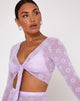 Image de Yun Crop Top in Lilac Mesh Daisy White Flock