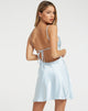 Image de la Mini robe Zenita en satin bleu glacier