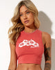 Image de Vasque Vest Top in Lycra Red Hibiscus Paradise