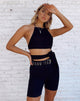 Image de Vhan Crop Top in Satin Ditsy Rose Black