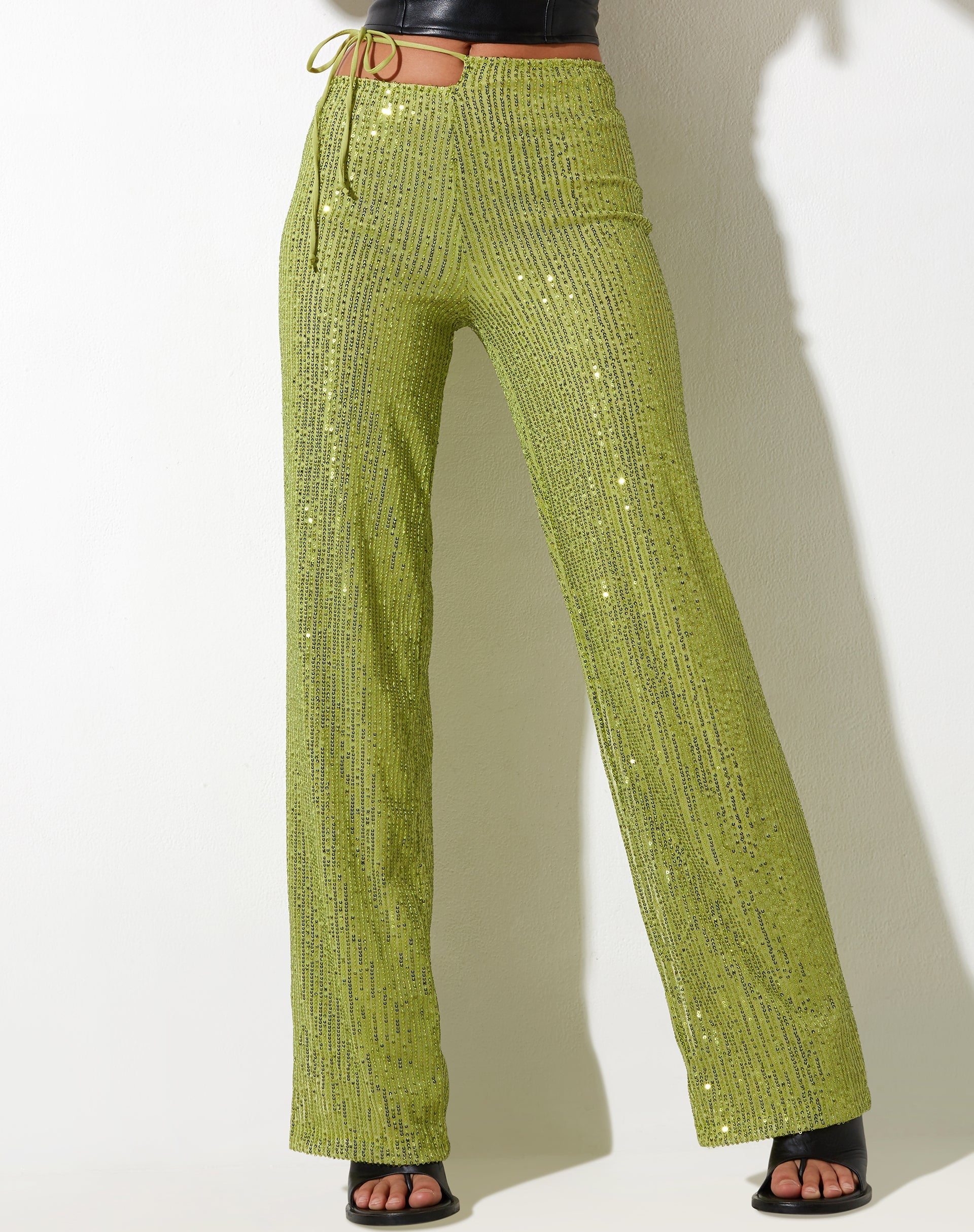 Image de Sanju Trouser in Drape Sequin Lime Green