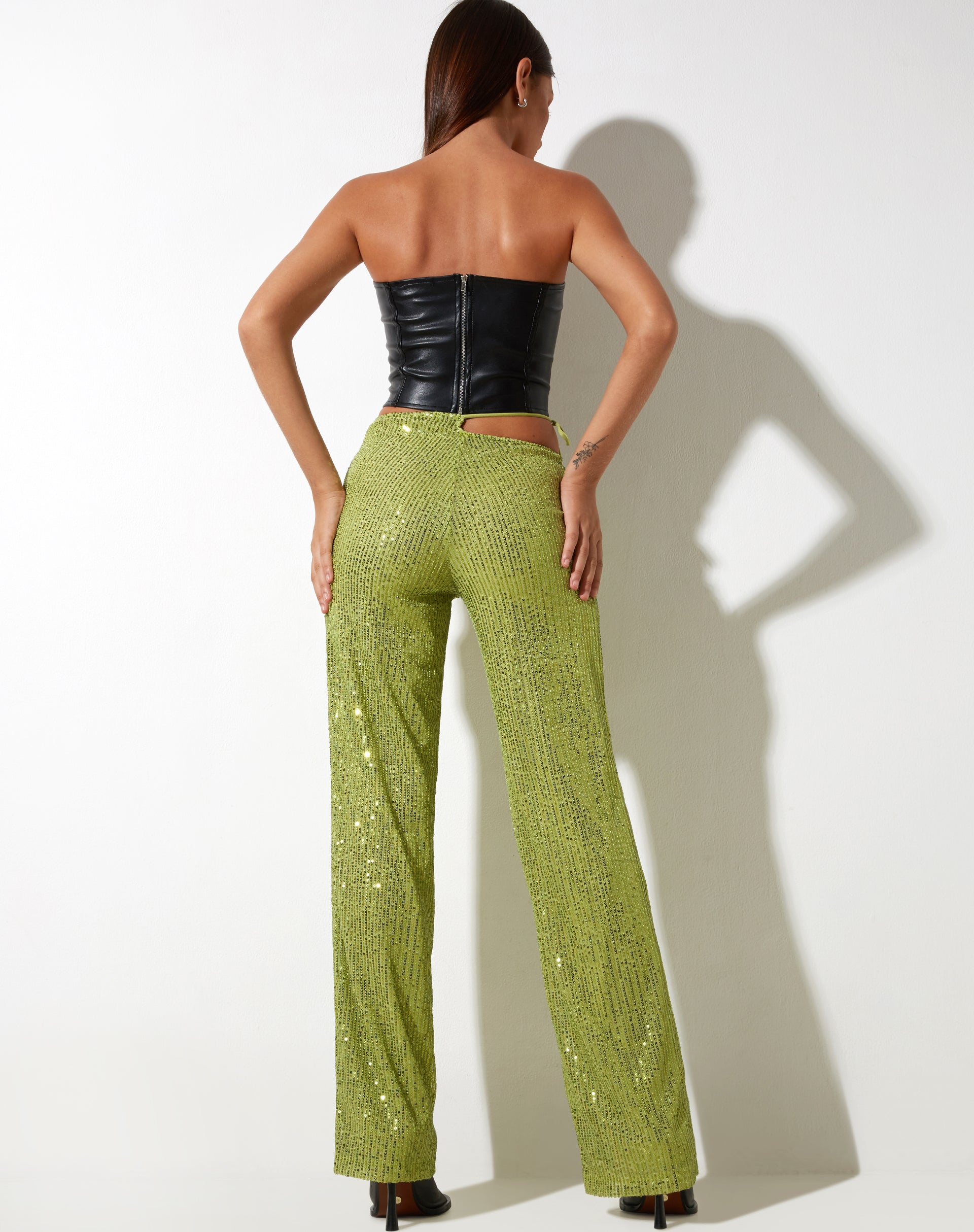 Image de Sanju Trouser in Drape Sequin Lime Green