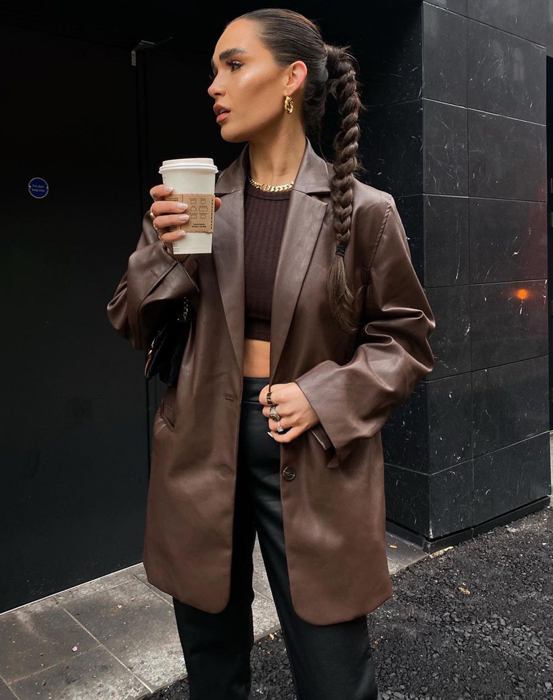 Image de Saken Blazer en Pu Brown