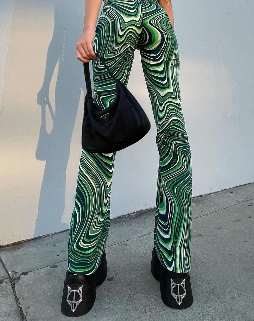 Pantalon Coban en vert ondulé 70's
