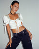Image de Sanura Tie Up Crop Top in Satin Ivory