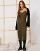 image de Dulcia Ruched Mesh Midi Dress in Green Leaf