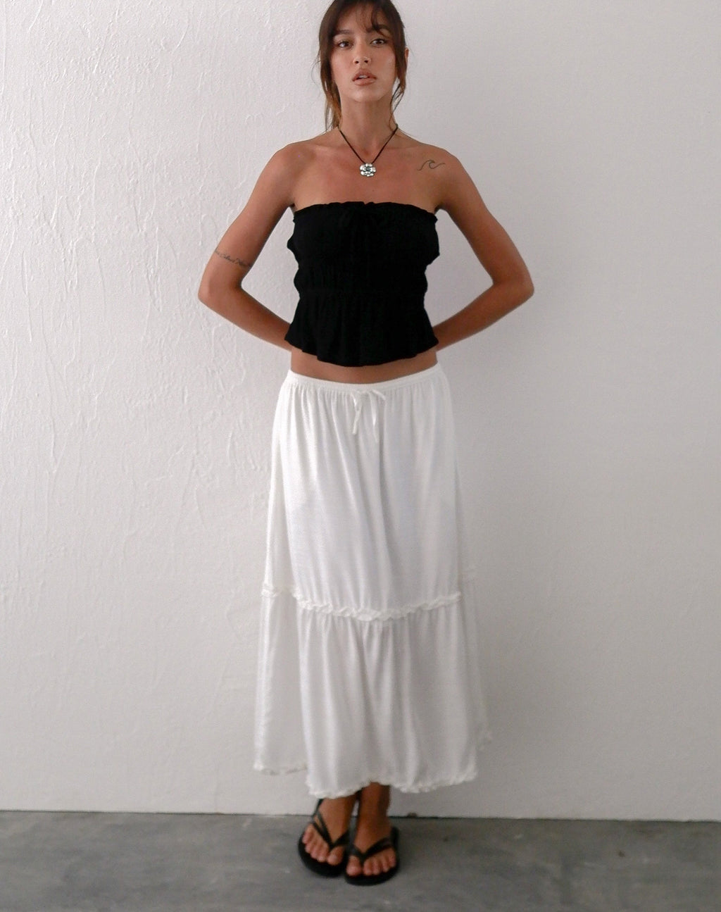Jupe midi Iyana, blanc cassé