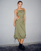 Image of Daichi Cut Out Midi Dress in Silver Green
