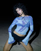 Image de Anchi Mesh Long Sleeve Top in Blue Starfish Photoprint