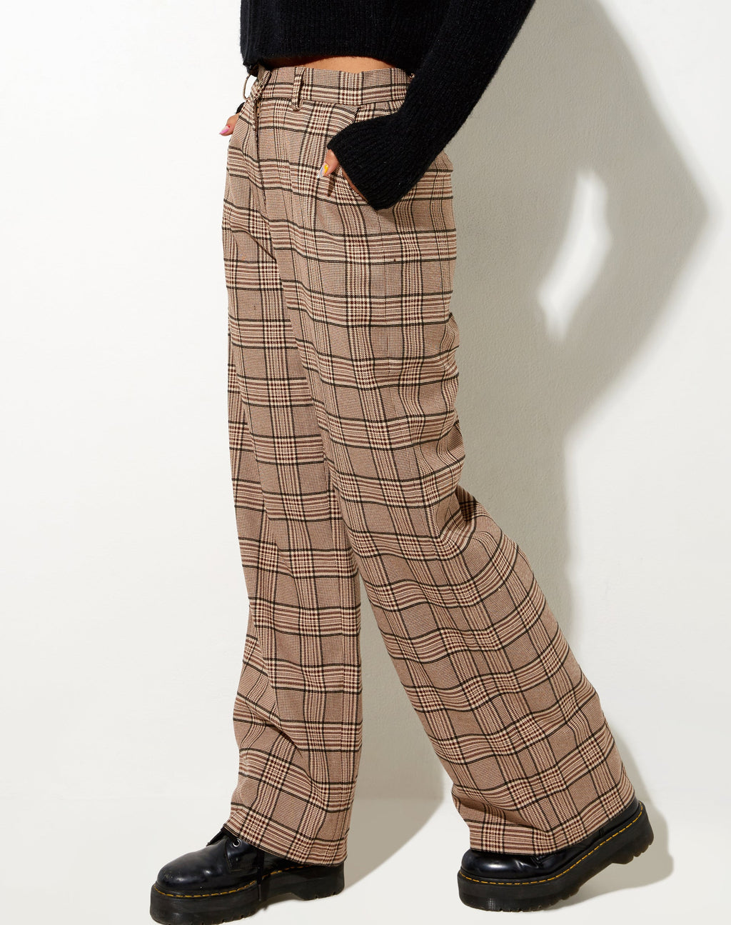 Pantalon Abba à carreaux marron