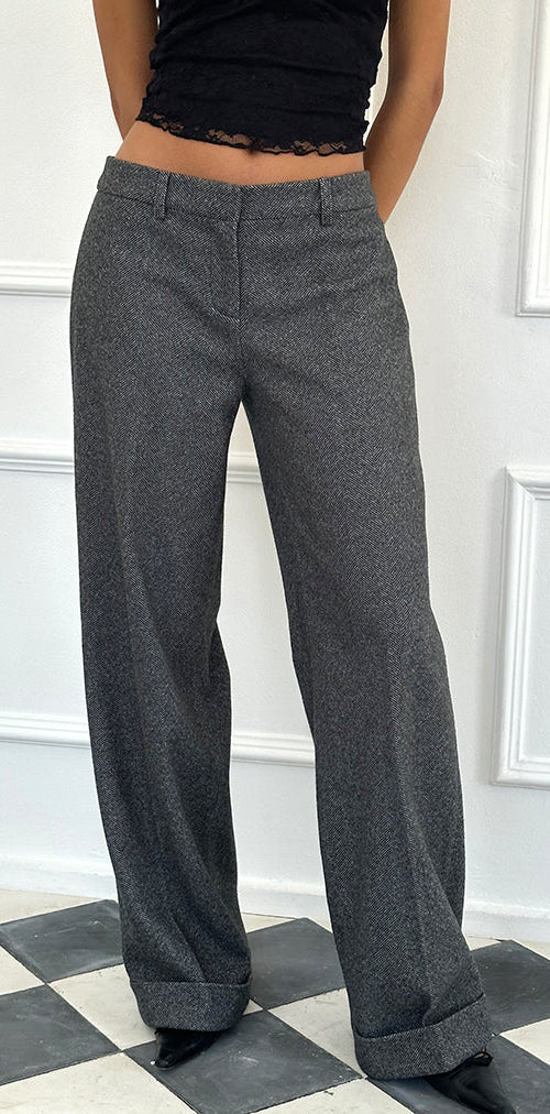 Image de Abdel Faux Wool Tailored Trouser in Charcoal Grey