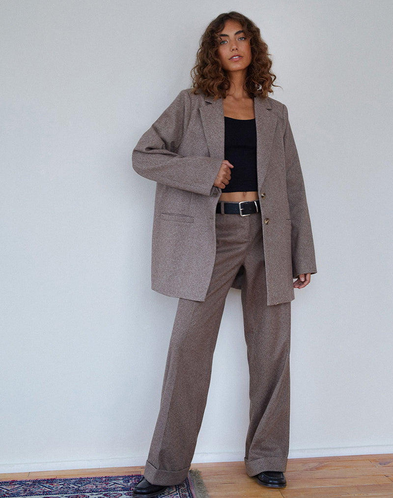 Image de Abdel Faux Wool Tailored Trouser in Walnut
