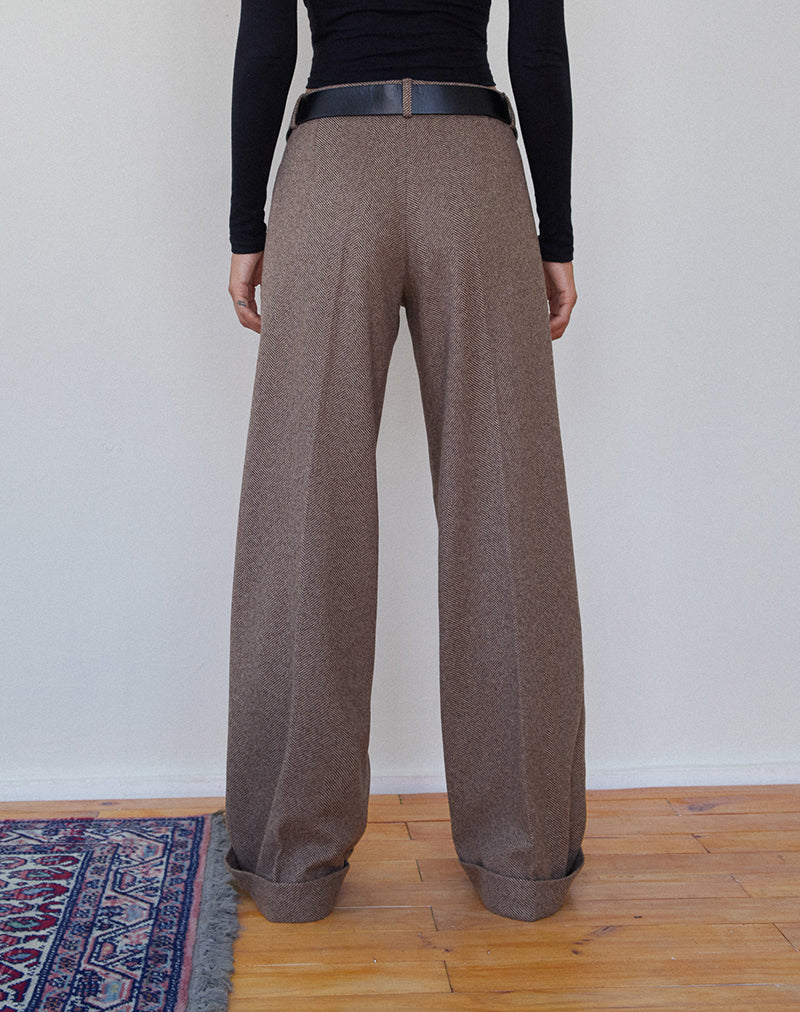 Image de Abdel Faux Wool Tailored Trouser in Walnut