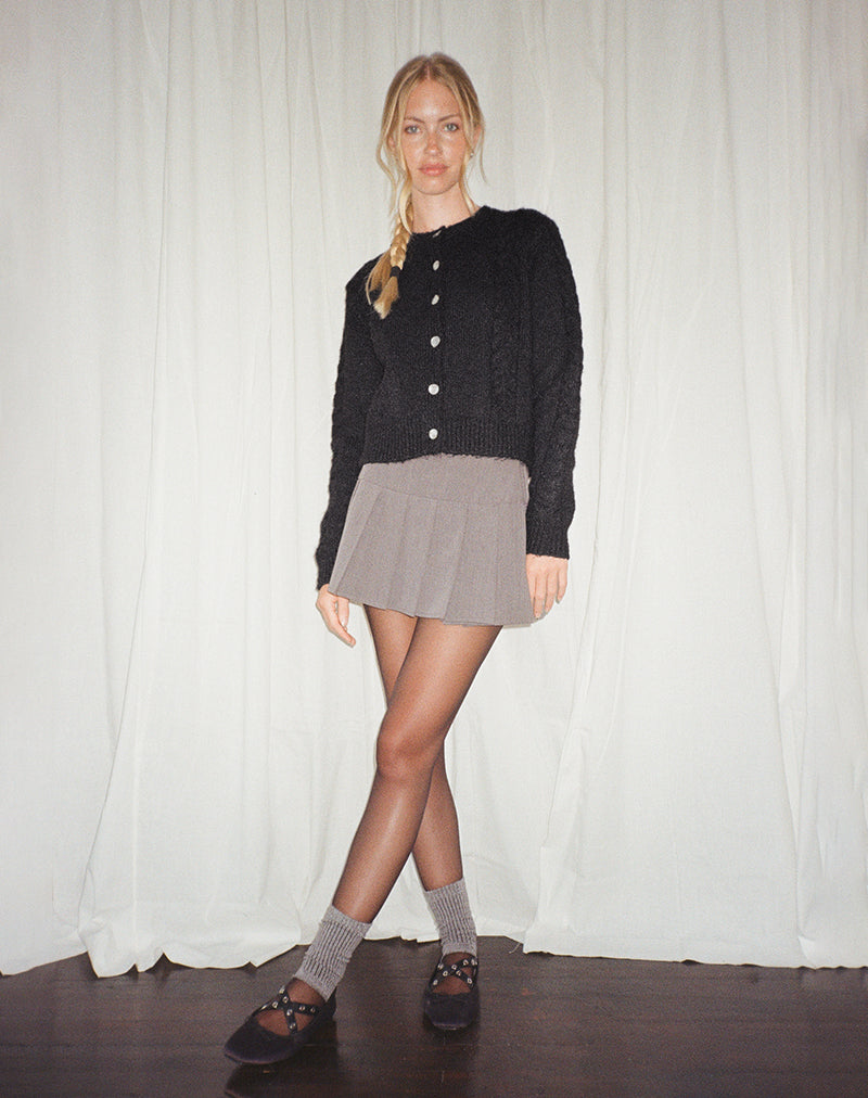 Image de Abelia Cardigan en tricot torsadé en noir