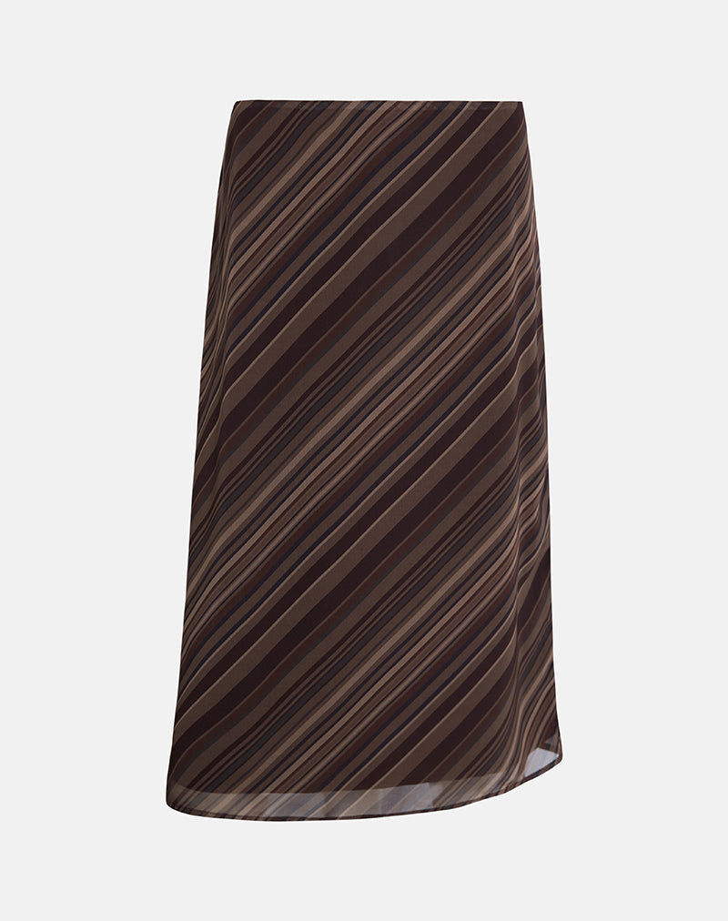 Image de Abetzi Midi Skirt in Chiffon Mix Brown Stripe