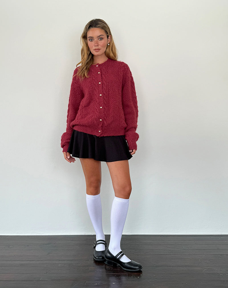 Image de Aceso Cardigan en maille brossée Bourgogne