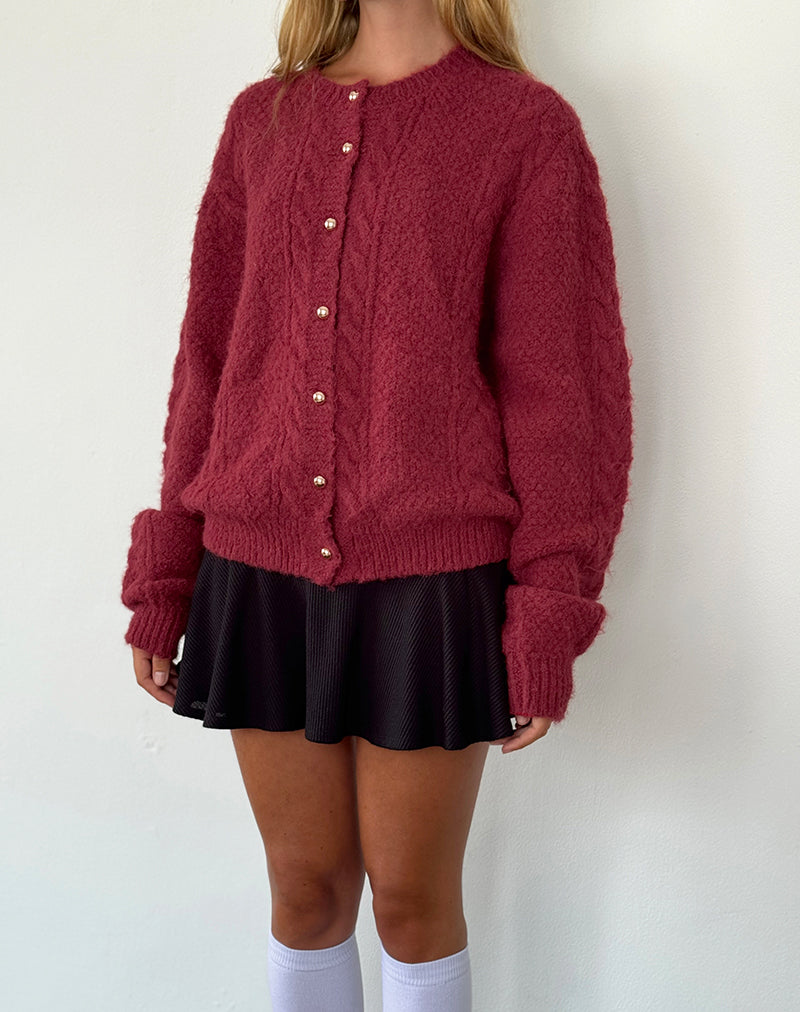 Cardigan Aceso en maille brossée Bourgogne