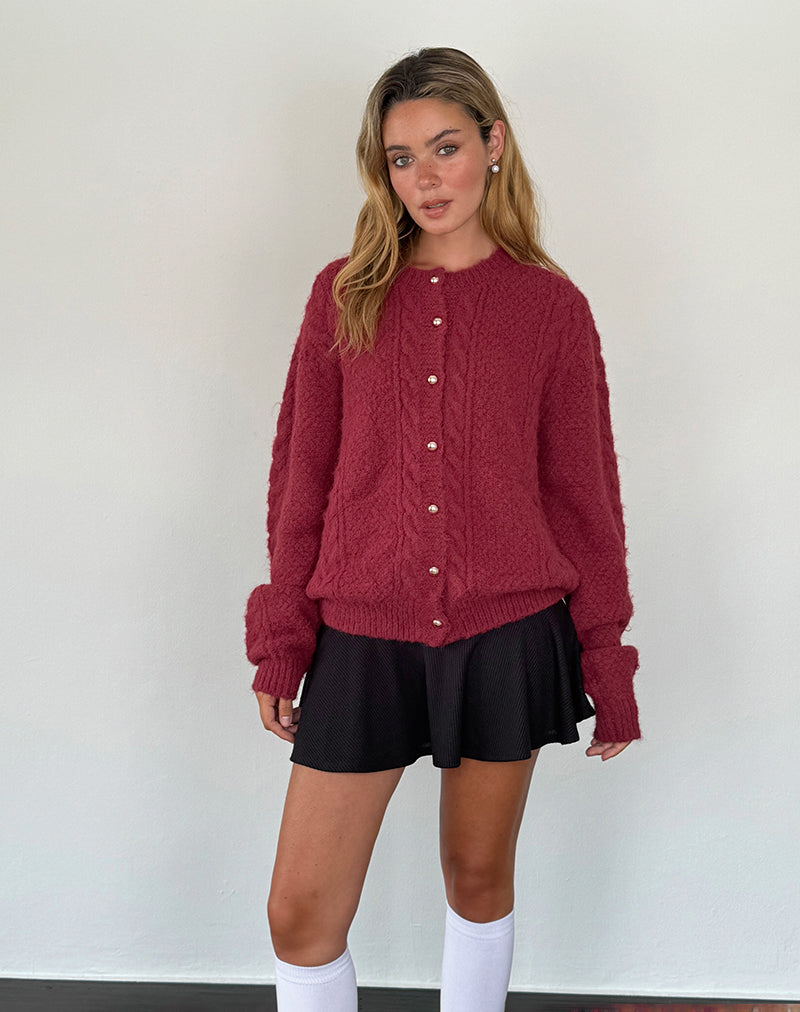 Image de Aceso Cardigan en maille brossée Bourgogne