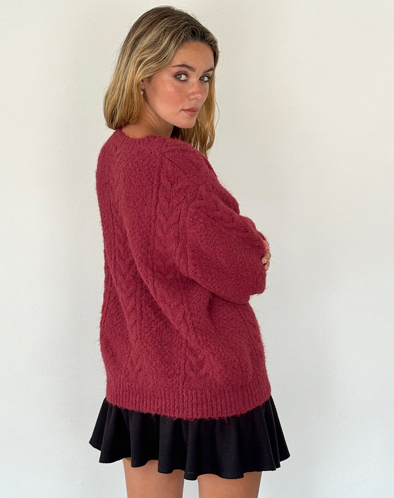 Image de Aceso Cardigan en maille brossée Bourgogne