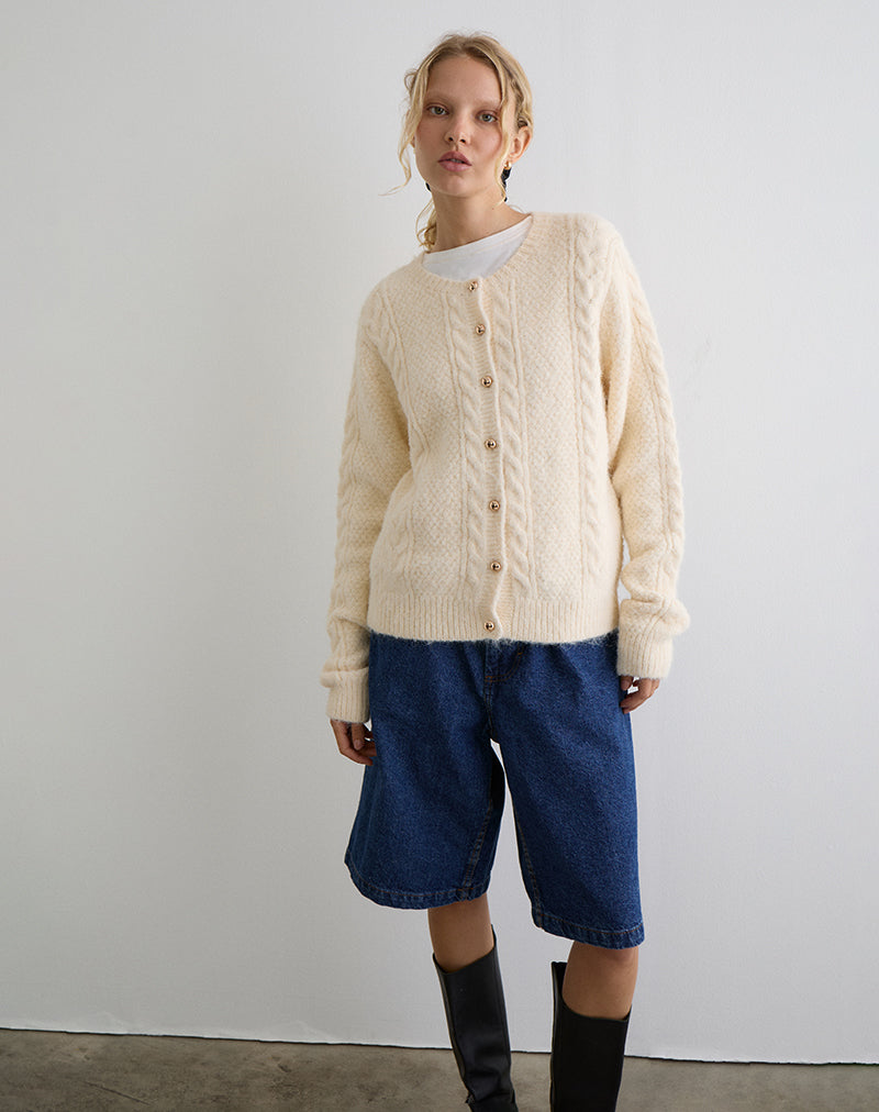 Image de Aceso Cardigan en maille brossée Ivoire