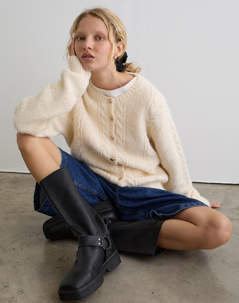 Image de Aceso Cardigan en maille brossée Ivoire
