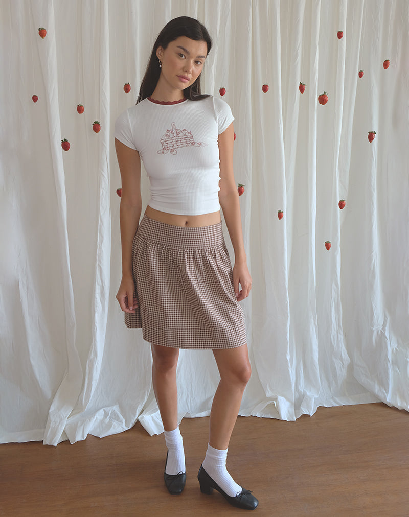 Adinda Midi Skirt, Mini Gingham Brown